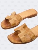 Hermes Oran Alligator Slide Flats Size 37