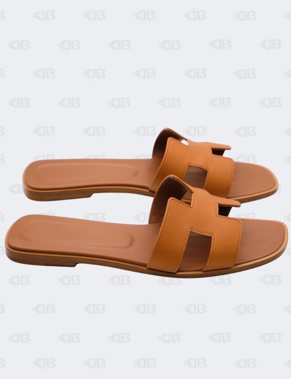 Hermes Oran Gold Epsom Slide Flats Size 39 12