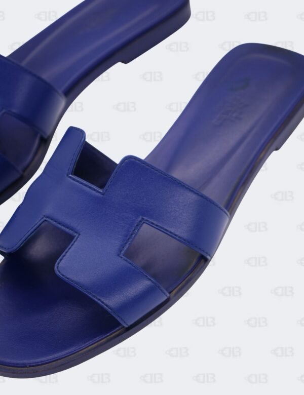 Hermes Oran Bleu Saphir Slide Flats Size 39 1/2