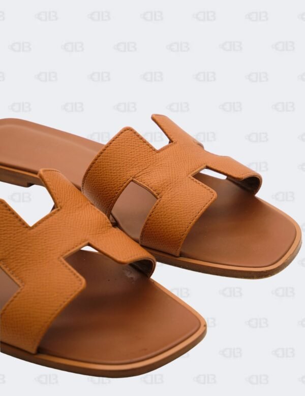 Hermes Oran Gold Epsom Slide Flats Size 39 12