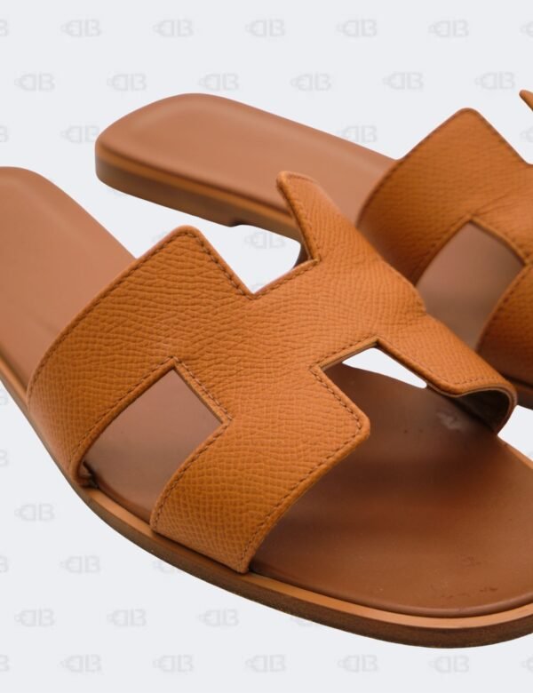 Hermes Oran Gold Epsom Slide Flats Size 39 12
