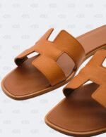 Hermes Oran Gold Epsom Slide Flats Size 39 12