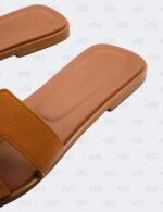 Hermes Oran Gold Epsom Slide Flats Size 39 12