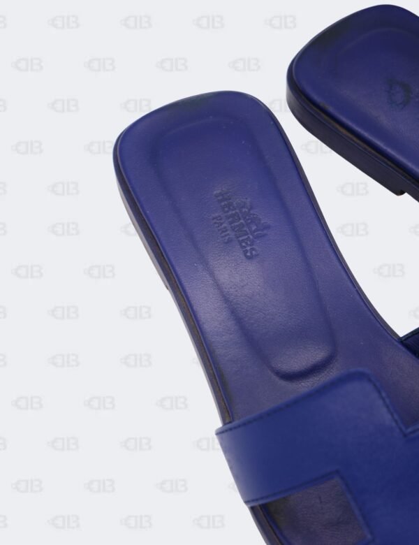 Hermes Oran Bleu Saphir Slide Flats Size 39 1/2