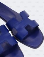 Hermes Oran Bleu Saphir Slide Flats Size 39 1/2