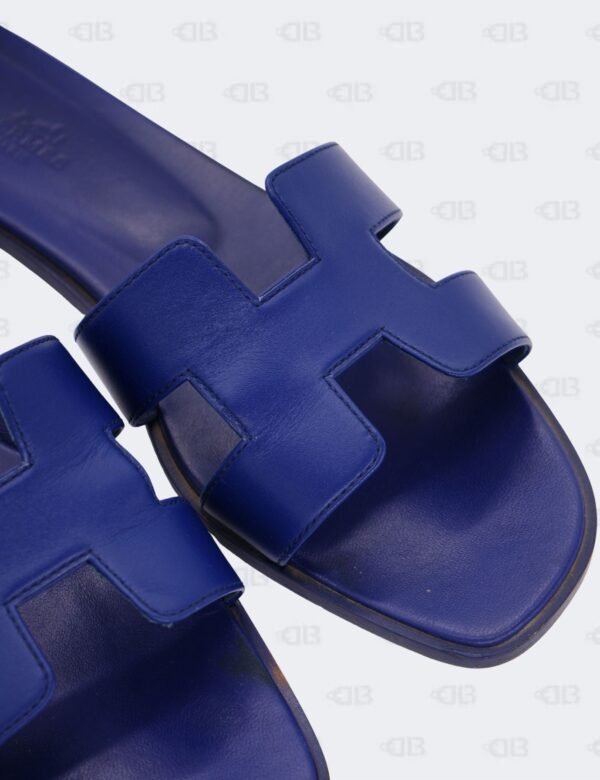 Hermes Oran Bleu Saphir Slide Flats Size 39 1/2