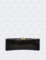 Balenciaga Black Medium Hourglass in Crocodile Embossed Leather Top Handle Bag