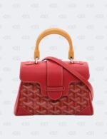Goyard Red Goyardine Coated Canvas and Leather Mini Saigon Wooden Top Handle Bag