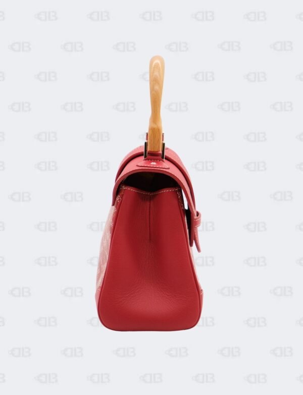 Goyard Red Goyardine Coated Canvas and Leather Mini Saigon Wooden Top Handle Bag