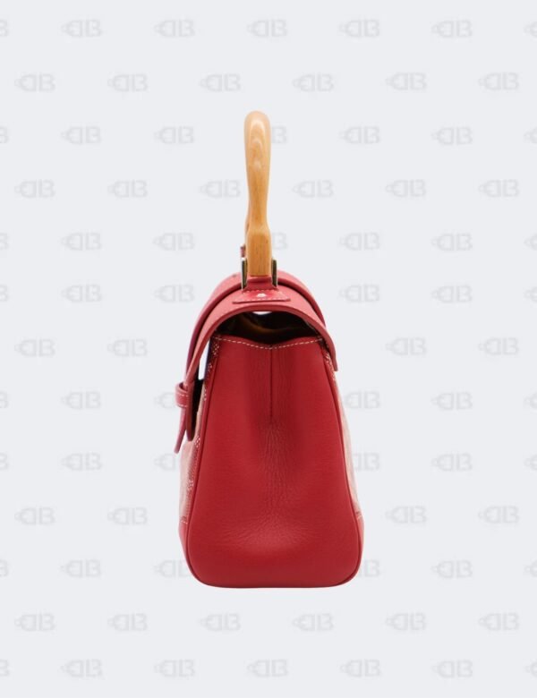 Goyard Red Goyardine Coated Canvas and Leather Mini Saigon Wooden Top Handle Bag