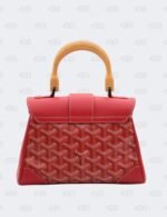 Goyard Red Goyardine Coated Canvas and Leather Mini Saigon Wooden Top Handle Bag