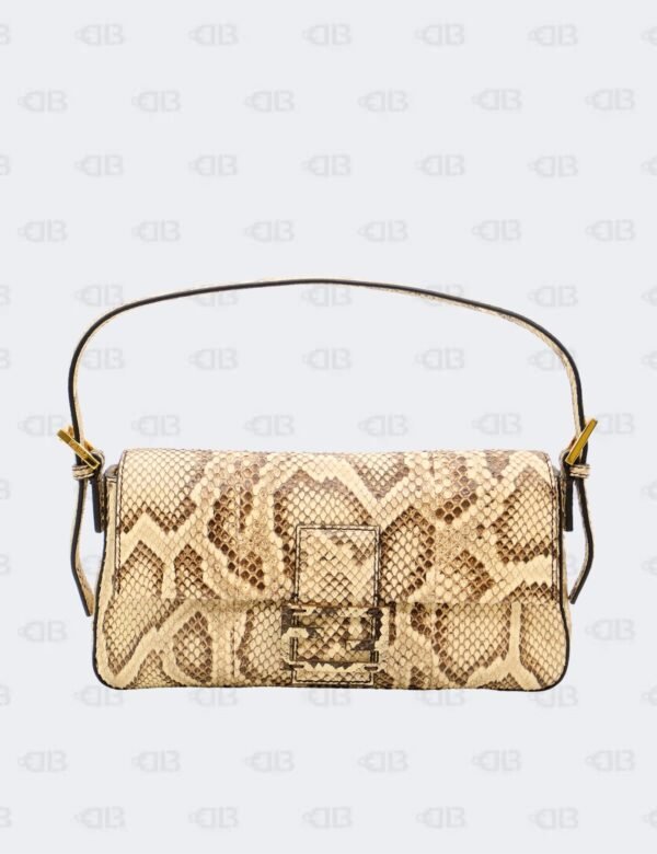 Fendi Beige Baguette Python Shoulder Bag