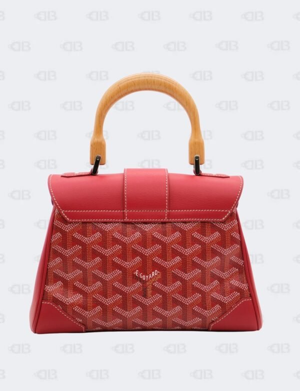 Goyard Red Goyardine Coated Canvas and Leather Mini Saigon Wooden Top Handle Bag