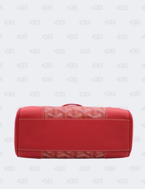 Goyard Red Goyardine Coated Canvas and Leather Mini Saigon Wooden Top Handle Bag