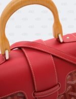 Goyard Red Goyardine Coated Canvas and Leather Mini Saigon Wooden Top Handle Bag