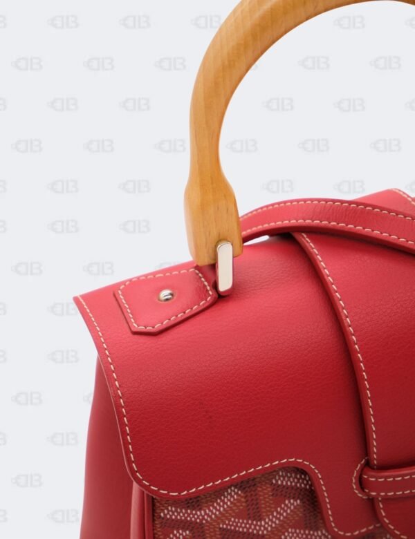 Goyard Red Goyardine Coated Canvas and Leather Mini Saigon Wooden Top Handle Bag
