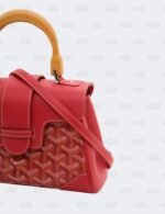 Goyard Red Goyardine Coated Canvas and Leather Mini Saigon Wooden Top Handle Bag