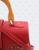 Goyard Red Goyardine Coated Canvas and Leather Mini Saigon Wooden Top Handle Bag