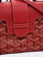 Goyard Red Goyardine Coated Canvas and Leather Mini Saigon Wooden Top Handle Bag