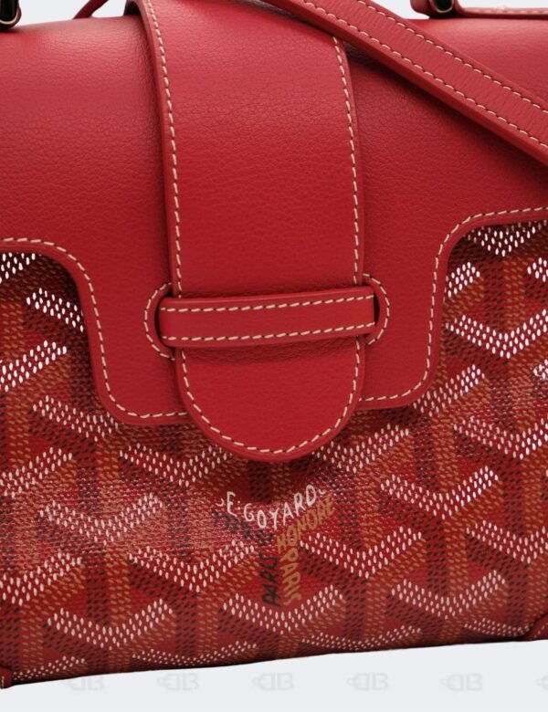 Goyard Red Goyardine Coated Canvas and Leather Mini Saigon Wooden Top Handle Bag
