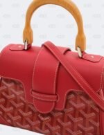 Goyard Red Goyardine Coated Canvas and Leather Mini Saigon Wooden Top Handle Bag