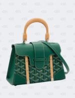 Goyard Green Goyardine Coated Canvas and Leather Mini Saigon Structure Wooden Top Handle Bag
