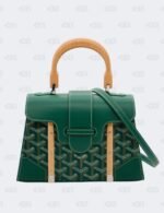 Goyard Green Goyardine Coated Canvas and Leather Mini Saigon Structure Wooden Top Handle Bag