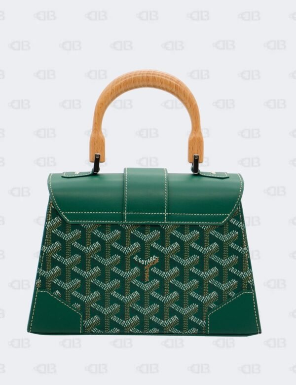 Goyard Green Goyardine Coated Canvas and Leather Mini Saigon Structure Wooden Top Handle Bag