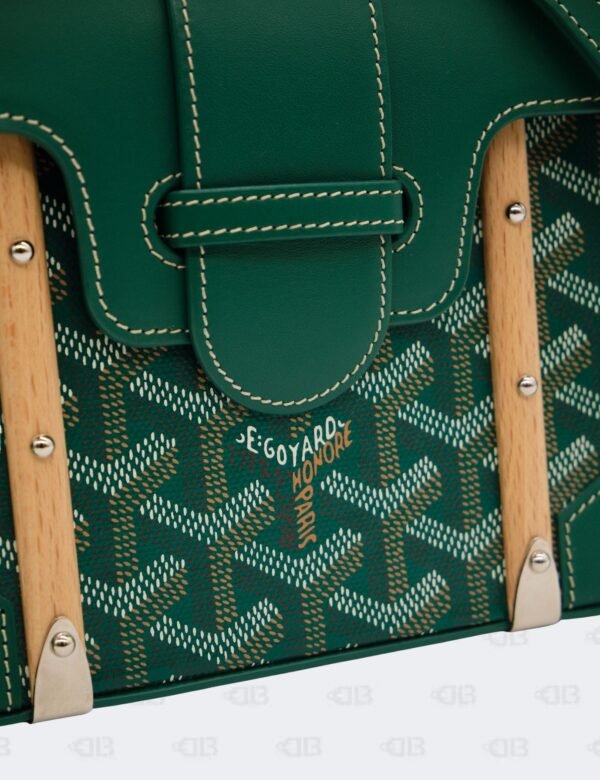 Goyard Green Goyardine Coated Canvas and Leather Mini Saigon Structure Wooden Top Handle Bag