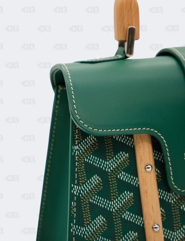Goyard Green Goyardine Coated Canvas and Leather Mini Saigon Structure Wooden Top Handle Bag