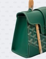 Goyard Green Goyardine Coated Canvas and Leather Mini Saigon Structure Wooden Top Handle Bag