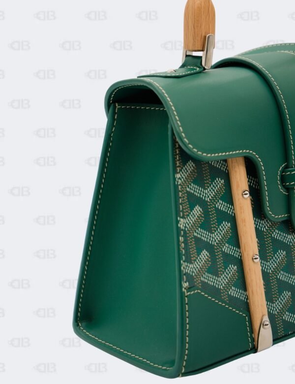 Goyard Green Goyardine Coated Canvas and Leather Mini Saigon Structure Wooden Top Handle Bag