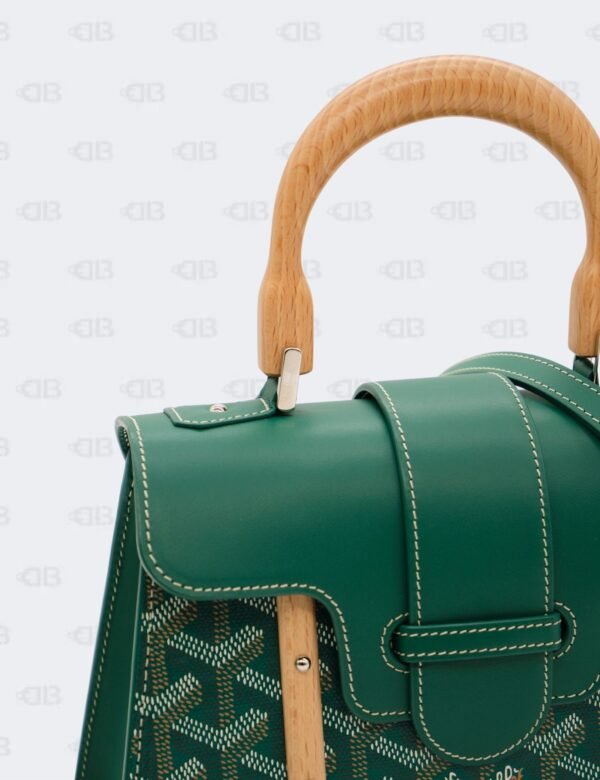 Goyard Green Goyardine Coated Canvas and Leather Mini Saigon Structure Wooden Top Handle Bag