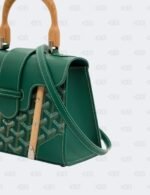 Goyard Green Goyardine Coated Canvas and Leather Mini Saigon Structure Wooden Top Handle Bag