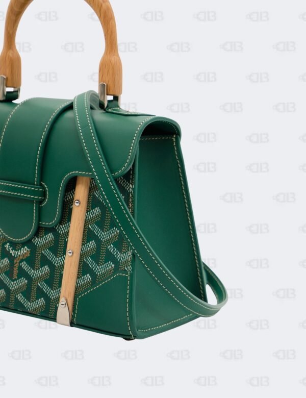 Goyard Green Goyardine Coated Canvas and Leather Mini Saigon Structure Wooden Top Handle Bag