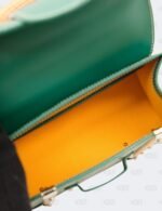 Goyard Green Goyardine Coated Canvas and Leather Mini Saigon Structure Wooden Top Handle Bag