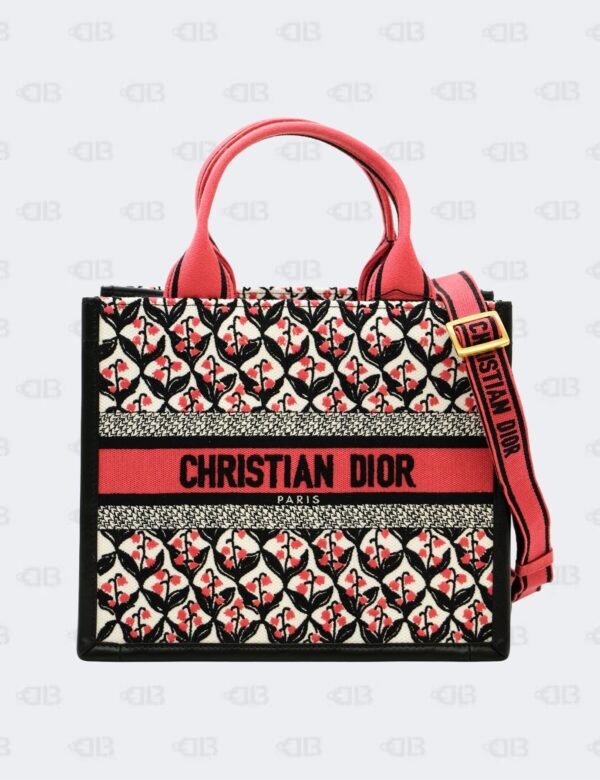 Christian Dior Floral Embroidered Canvas Book Tote