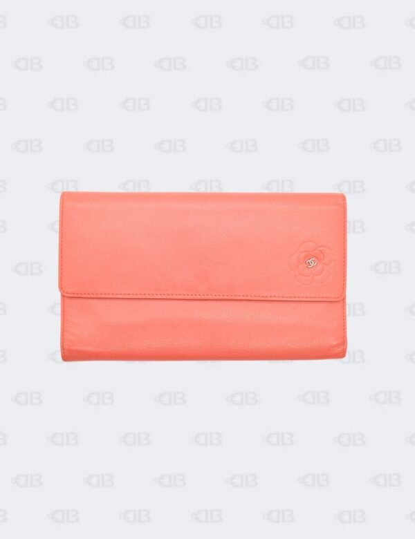 Chanel Coral Camellia Trifold Long Wallet