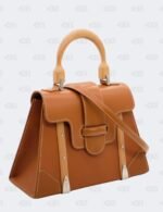 Goyard Brown Leather MM Saigon Structure Wooden Top Handle Bag