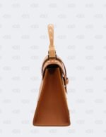 Goyard Brown Leather MM Saigon Structure Wooden Top Handle Bag