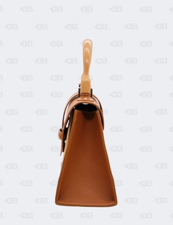 Goyard Brown Leather MM Saigon Structure Wooden Top Handle Bag