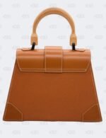 Goyard Brown Leather MM Saigon Structure Wooden Top Handle Bag
