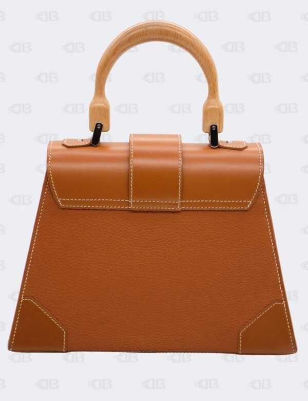 Goyard Brown Leather MM Saigon Structure Wooden Top Handle Bag