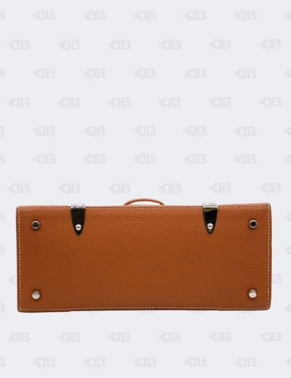 Goyard Brown Leather MM Saigon Structure Wooden Top Handle Bag