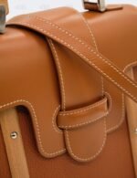 Goyard Brown Leather MM Saigon Structure Wooden Top Handle Bag