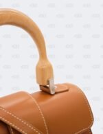 Goyard Brown Leather MM Saigon Structure Wooden Top Handle Bag