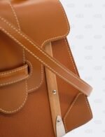 Goyard Brown Leather MM Saigon Structure Wooden Top Handle Bag