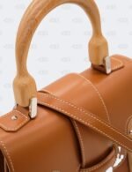 Goyard Brown Leather MM Saigon Structure Wooden Top Handle Bag
