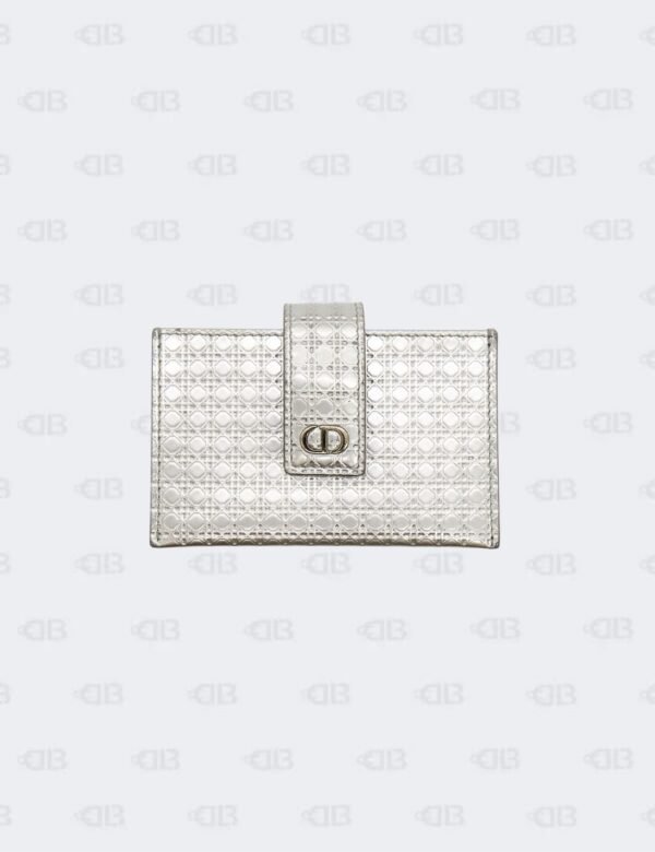 Christian Dior 30 Montaigne Silver Micro Cannage 5 Gusset Card Holder