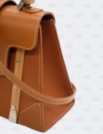 Goyard Brown Leather MM Saigon Structure Wooden Top Handle Bag